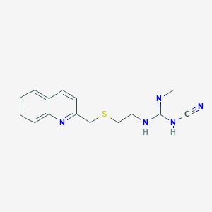 molecular formula C15H17N5S B13996628 1-Cyano-2-methyl-3-[2-(quinolin-2-ylmethylsulfanyl)ethyl]guanidine CAS No. 92885-50-2