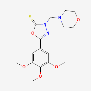 molecular formula C16H21N3O5S B13996719 3-(Morpholin-4-ylmethyl)-5-(3,4,5-trimethoxyphenyl)-1,3,4-oxadiazole-2-thione CAS No. 70705-09-8