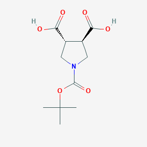 molecular formula C11H17NO6 B1399676 trans-1-(tert-Butoxycarbonyl)pyrrolidine-3,4-dicarboxylic acid CAS No. 865451-68-9