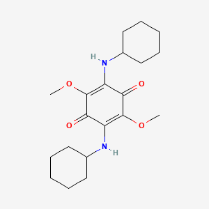 molecular formula C20H30N2O4 B13996774 2,5-Bis(cyclohexylamino)-3,6-dimethoxycyclohexa-2,5-diene-1,4-dione CAS No. 16950-75-7