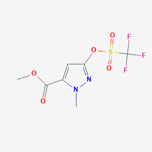 molecular formula C7H7F3N2O5S B13996906 methyl 1-methyl-3-(((trifluoromethyl)sulfonyl)oxy)-1H-pyrazole-5-carboxylate 