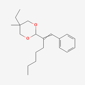 molecular formula C20H30O2 B13996947 1,3-Dioxane,5-ethyl-5-methyl-2-[1-(phenylmethylene)hexyl]- CAS No. 6973-64-4