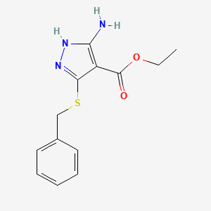 molecular formula C13H15N3O2S B13997111 ethyl 5-amino-3-benzylsulfanyl-1H-pyrazole-4-carboxylate CAS No. 133863-84-0