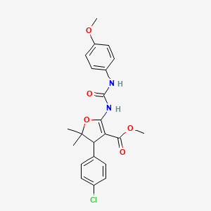 molecular formula C22H23ClN2O5 B13997174 Methyl 4-(4-chlorophenyl)-2-{[(4-methoxyphenyl)carbamoyl]amino}-5,5-dimethyl-4,5-dihydrofuran-3-carboxylate CAS No. 21863-93-4