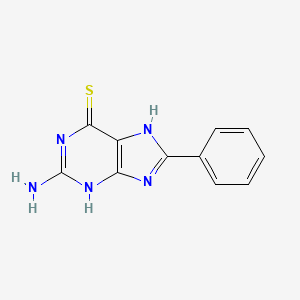 molecular formula C11H9N5S B13997215 2-Amino-8-phenyl-3,7-dihydropurine-6-thione CAS No. 15385-67-8