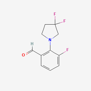 molecular formula C11H10F3NO B1399724 3-Fluoro-2-(3,3-difluoropyrrolidin-1-yl)benzaldehyde CAS No. 1115239-53-6