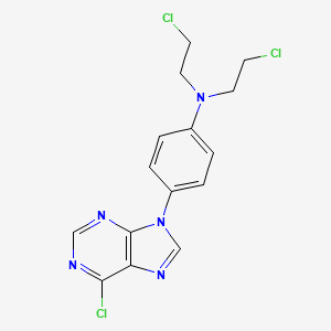 molecular formula C15H14Cl3N5 B13997452 N,N-bis(2-chloroethyl)-4-(6-chloropurin-9-yl)aniline CAS No. 16208-04-1