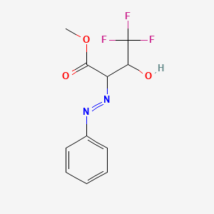 molecular formula C11H11F3N2O3 B13997488 Methyl 4,4,4-trifluoro-3-hydroxy-2-[(e)-phenyldiazenyl]butanoate CAS No. 6975-18-4