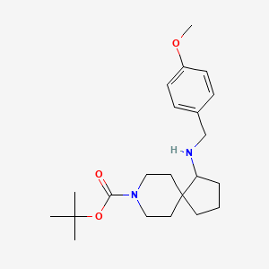 molecular formula C22H34N2O3 B13997527 tert-Butyl 1-((4-methoxybenzyl)amino)-8-azaspiro[4.5]decane-8-carboxylate 