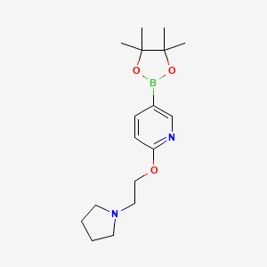 molecular formula C17H27BN2O3 B1399760 2-(2-(Pyrrolidin-1-yl)ethoxy)-5-(4,4,5,5-tetramethyl-1,3,2-dioxaborolan-2-yl)pyridine CAS No. 933986-99-3