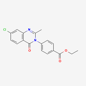 molecular formula C18H15ClN2O3 B13997744 Ethyl 4-(7-chloro-2-methyl-4-oxoquinazolin-3(4H)-yl)benzoate CAS No. 64918-69-0