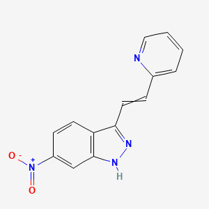 molecular formula C14H10N4O2 B13997787 6-nitro-3-[(1E)-2-(pyridin-2-yl)ethenyl]-1H-indazole 