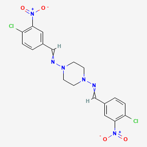 molecular formula C18H16Cl2N6O4 B13998062 N,N'-(Piperazine-1,4-diyl)bis[1-(4-chloro-3-nitrophenyl)methanimine] CAS No. 21323-08-0