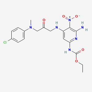 molecular formula C18H21ClN6O5 B13998117 ethyl N-[6-amino-4-[[3-(4-chloro-N-methylanilino)-2-oxopropyl]amino]-5-nitropyridin-2-yl]carbamate CAS No. 82585-74-8