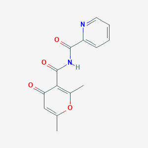 molecular formula C14H12N2O4 B13998266 N-(2,6-Dimethyl-4-oxo-pyran-3-carbonyl)pyridine-2-carboxamide CAS No. 82437-59-0