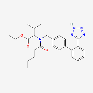 molecular formula C26H33N5O3 B13998314 Ethyl n-((2-(1h-tetrazol-5-yl)-[1,1-biphenyl]-4-yl)methyl)-n-pentanoyl-l-valinate 