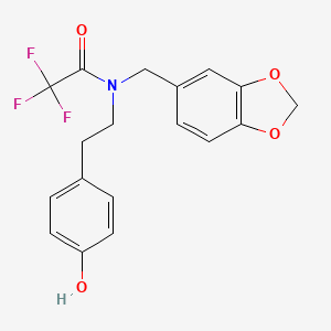 molecular formula C18H16F3NO4 B13998321 n-(1,3-Benzodioxol-5-ylmethyl)-2,2,2-trifluoro-n-[2-(4-hydroxyphenyl)ethyl]acetamide CAS No. 40135-88-4