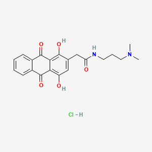 molecular formula C21H23ClN2O5 B13998390 2-Anthraceneacetamide, N-(3-(dimethylamino)propyl)-9,10-dihydro-1,4-dihydroxy-9,10-dioxo-, monohydrochloride CAS No. 81085-95-2