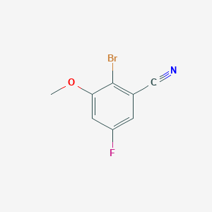 molecular formula C8H5BrFNO B13998651 2-Bromo-5-fluoro-3-methoxybenzonitrile 
