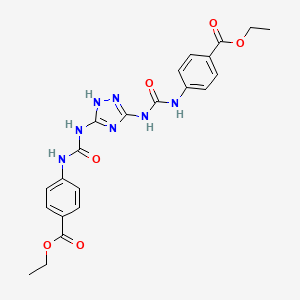molecular formula C22H23N7O6 B13998673 Diethyl 4,4'-[1H-1,2,4-triazole-3,5-diylbis(carbamoylazanediyl)]dibenzoate CAS No. 69123-63-3