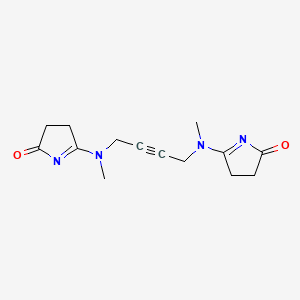 molecular formula C14H18N4O2 B13998751 5-[Methyl-[4-[methyl-(5-oxo-3,4-dihydropyrrol-2-yl)amino]but-2-ynyl]amino]-3,4-dihydropyrrol-2-one CAS No. 75812-69-0