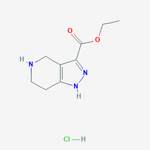 molecular formula C9H14ClN3O2 B1399881 4,5,6,7-Tetrahydro-1H-pyrazolo[4,3-c]pyridine-3-carboxylic acid ethyl ester hydrochloride CAS No. 1211512-51-4