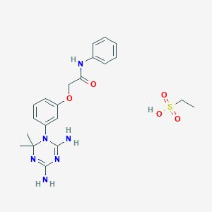 molecular formula C21H28N6O5S B13998864 2-[3-(4,6-diamino-2,2-dimethyl-1,3,5-triazin-1-yl)phenoxy]-N-phenylacetamide;ethanesulfonic acid CAS No. 50508-00-4