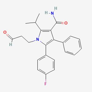 molecular formula C23H23FN2O2 B13998886 5-(4-fluorophenyl)-2-isopropyl-1-(3-oxopropyl)-4-phenyl-1H-pyrrole-3-carboxamide 