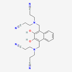 molecular formula C24H26N6O2 B13998948 Propionitrile, 3,3',3'',3'''-((2,3-dihydroxy-1,4-naphthylene)bis(methylenenitrilo))tetra- CAS No. 73826-32-1