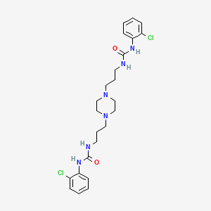 molecular formula C24H32Cl2N6O2 B13999082 Urea, N,N''-(1,4-piperazinediyldi-3,1-propanediyl)bis(N'-(2-chlorophenyl)- CAS No. 55291-02-6