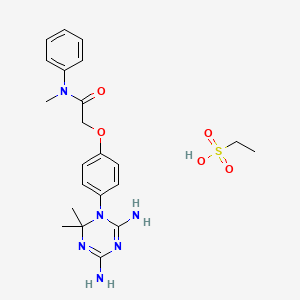 molecular formula C22H30N6O5S B13999261 2-[4-(4,6-diamino-2,2-dimethyl-1,3,5-triazin-1-yl)phenoxy]-N-methyl-N-phenylacetamide;ethanesulfonic acid CAS No. 50510-23-1