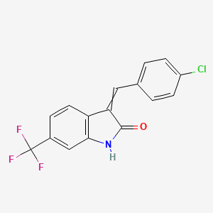molecular formula C16H9ClF3NO B13999360 3-[(4-chlorophenyl)methylidene]-6-(trifluoromethyl)-1H-indol-2-one 