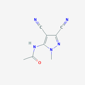molecular formula C8H7N5O B13999574 N-(3,4-Dicyano-1-methyl-1H-pyrazol-5-yl)acetamide CAS No. 54385-51-2