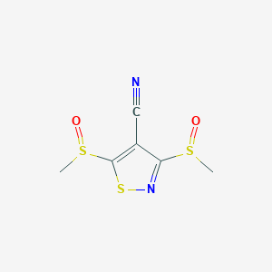 molecular formula C6H6N2O2S3 B13999613 3,5-Bis(methylsulfinyl)-1,2-thiazole-4-carbonitrile CAS No. 4886-20-8