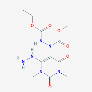 molecular formula C12H20N6O6 B13999743 Diethyl 1-(6-hydrazinyl-1,3-dimethyl-2,4-dioxo-1,2,3,4-tetrahydropyrimidin-5-yl)hydrazine-1,2-dicarboxylate CAS No. 18969-82-9