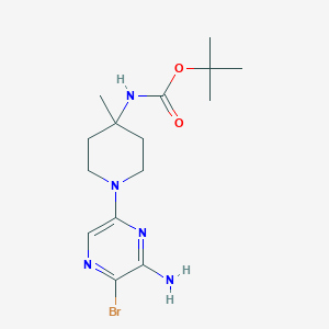 molecular formula C15H24BrN5O2 B13999855 tert-Butyl (1-(6-amino-5-bromopyrazin-2-yl)-4-methylpiperidin-4-yl)carbamate 
