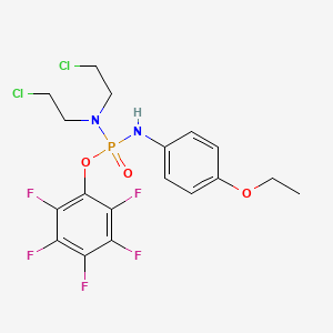 molecular formula C18H18Cl2F5N2O3P B13999924 N-[Bis(2-chloroethyl)amino-(2,3,4,5,6-pentafluorophenoxy)phosphoryl]-4-ethoxy-aniline CAS No. 70650-82-7