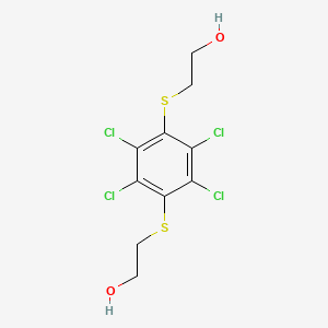 molecular formula C10H10Cl4O2S2 B13999947 2,2'-[(2,3,5,6-Tetrachlorobenzene-1,4-diyl)disulfanediyl]diethanol CAS No. 3388-66-7