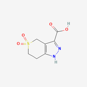 molecular formula C7H8N2O4S B1400003 5,5-dioxo-1,4,6,7-tetrahydrothiopyrano[4,3-c]pyrazole-3-carboxylic acid CAS No. 1342123-44-7