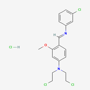 molecular formula C18H20Cl4N2O B14000074 N,N-bis(2-chloroethyl)-4-[(3-chlorophenyl)iminomethyl]-3-methoxy-aniline CAS No. 20794-36-9