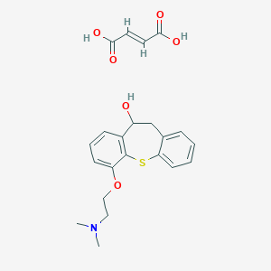 molecular formula C18H21NO2S.C4H4O4 B140002 6-(2-Dimethylaminoethoxy)-10,11-dihydrodibenzo(b,f)thiepin-10-ol hydrogen maleate CAS No. 125981-99-9