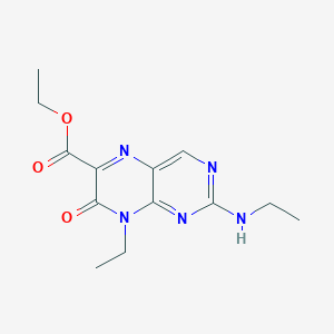 molecular formula C13H17N5O3 B14000267 Ethyl 8-ethyl-2-(ethylamino)-7-oxo-7,8-dihydropteridine-6-carboxylate CAS No. 2144-73-2
