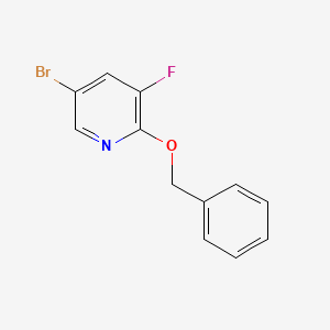 molecular formula C12H9BrFNO B14000362 5-Bromo-3-fluoro-2-benzoxy-pyridine 