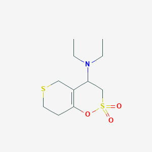 molecular formula C11H19NO3S2 B14000363 N,N-diethyl-2,2-dioxo-4,5,7,8-tetrahydro-3H-thiopyrano[3,4-e]oxathiin-4-amine CAS No. 59579-88-3