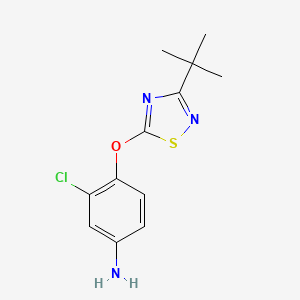 molecular formula C12H14ClN3OS B1400054 4-[(3-Tert-butyl-1,2,4-thiadiazol-5-yl)oxy]-3-chloroaniline CAS No. 1482722-68-8