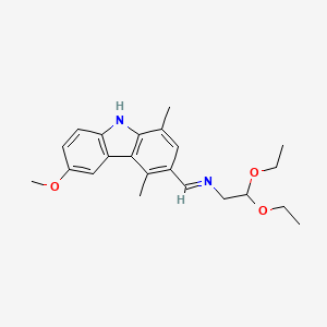 molecular formula C22H28N2O3 B14000590 N-(2,2-diethoxyethyl)-1-(6-methoxy-1,4-dimethyl-9H-carbazol-3-yl)methanimine CAS No. 18073-24-0