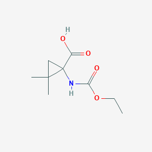 molecular formula C9H15NO4 B140006 Cyclopropanecarboxylicacid, 1-[(ethoxycarbonyl)amino]-2,2-dimethyl- CAS No. 159279-74-0