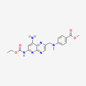 molecular formula C20H22N6O4 B14000753 Methyl 4-[({8-amino-6-[(ethoxycarbonyl)amino]pyrido[2,3-b]pyrazin-2-yl}methyl)(methyl)amino]benzoate CAS No. 30768-52-6