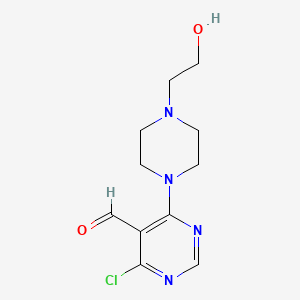 molecular formula C11H15ClN4O2 B1400090 4-Chloro-6-[4-(2-hydroxyethyl)piperazin-1-yl]pyrimidine-5-carbaldehyde CAS No. 1427460-95-4