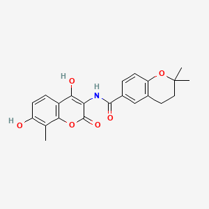 molecular formula C22H21NO6 B14000974 N-(4,7-Dihydroxy-8-methyl-2-oxo-2H-chromen-3-yl)-2,2-dimethylchromane-6-carboxamide CAS No. 31589-45-4